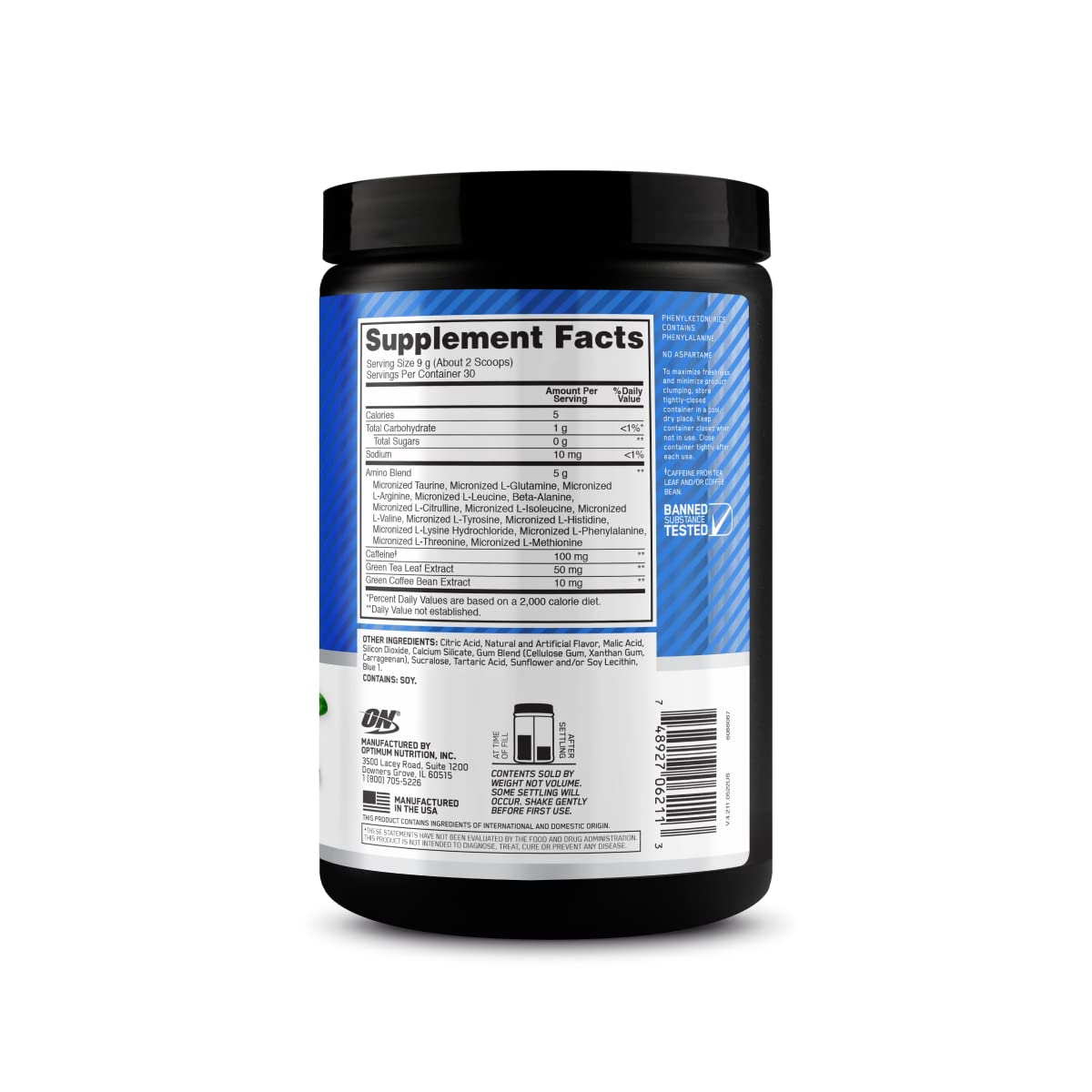 Optimum Nutrition Amino Energy pre-workout routine setup for an easy energy boost