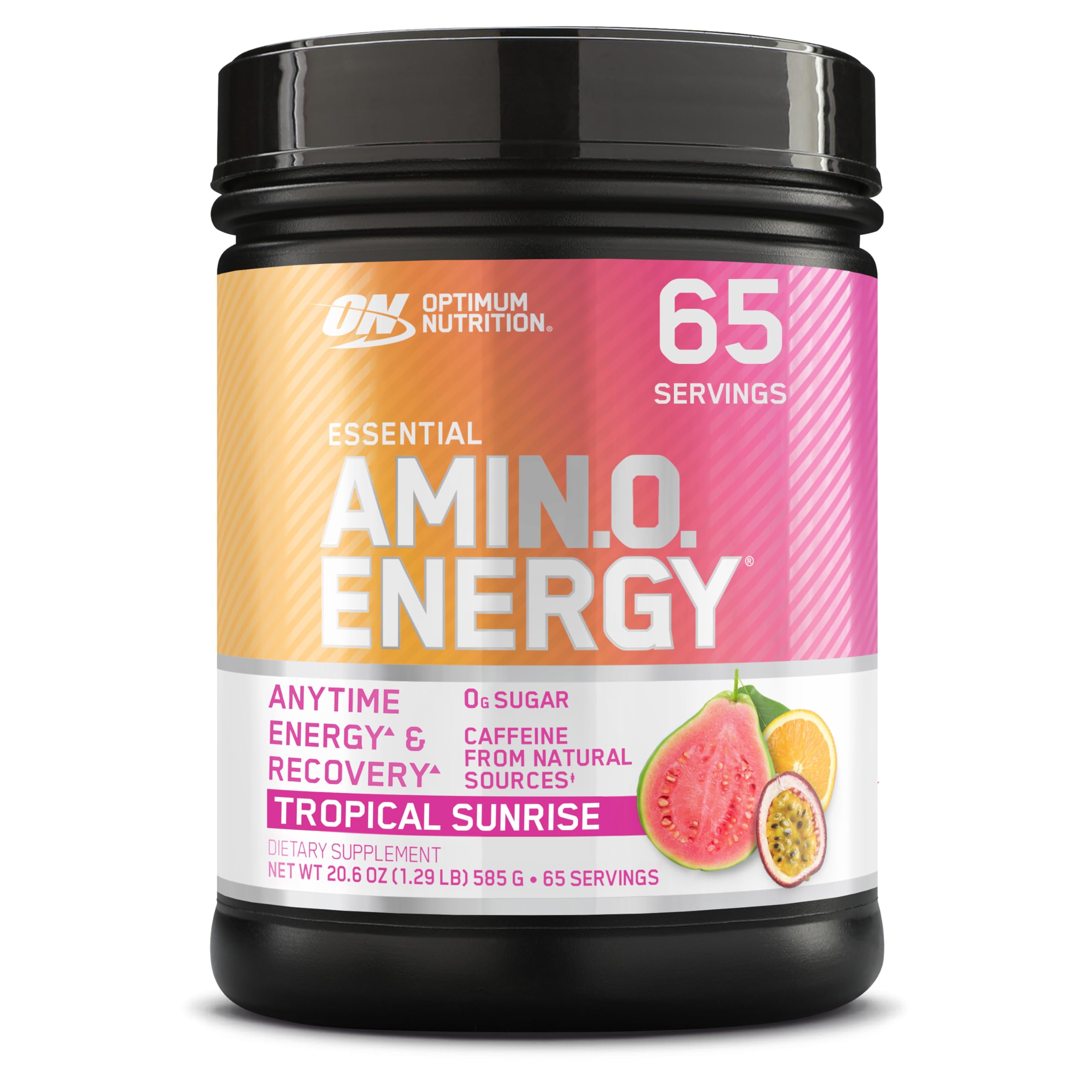 Optimum Nutrition Amino Energy Tropical Sunrise bottle for a pre-workout energy boost