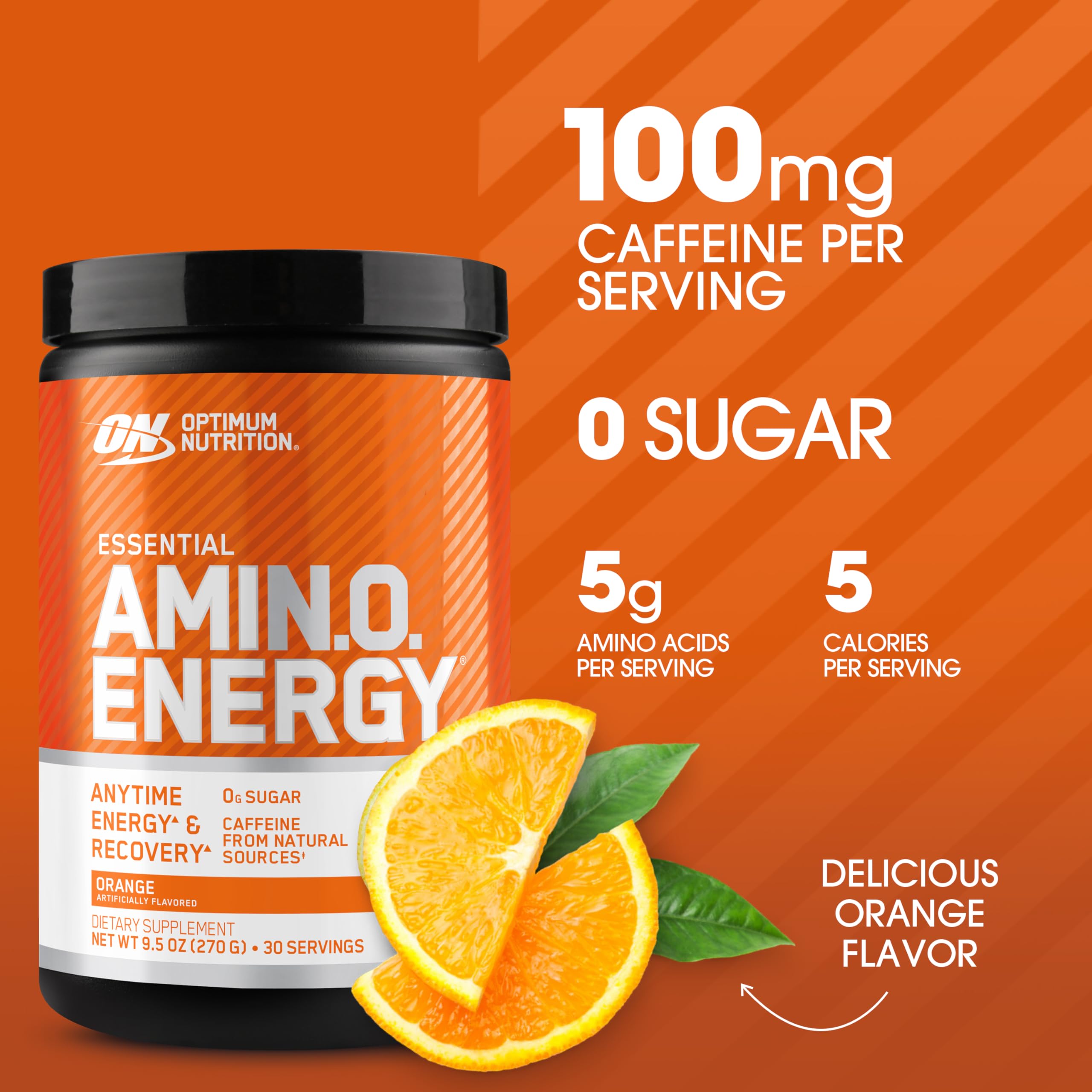 Optimum Nutrition Amino Energy bottle front label showing flavors and keto-friendly formulation