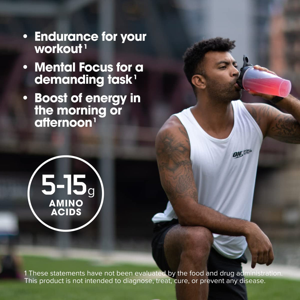 Optimum Nutrition Amino Energy flavor-blue-raspberry labels the vibrant taste