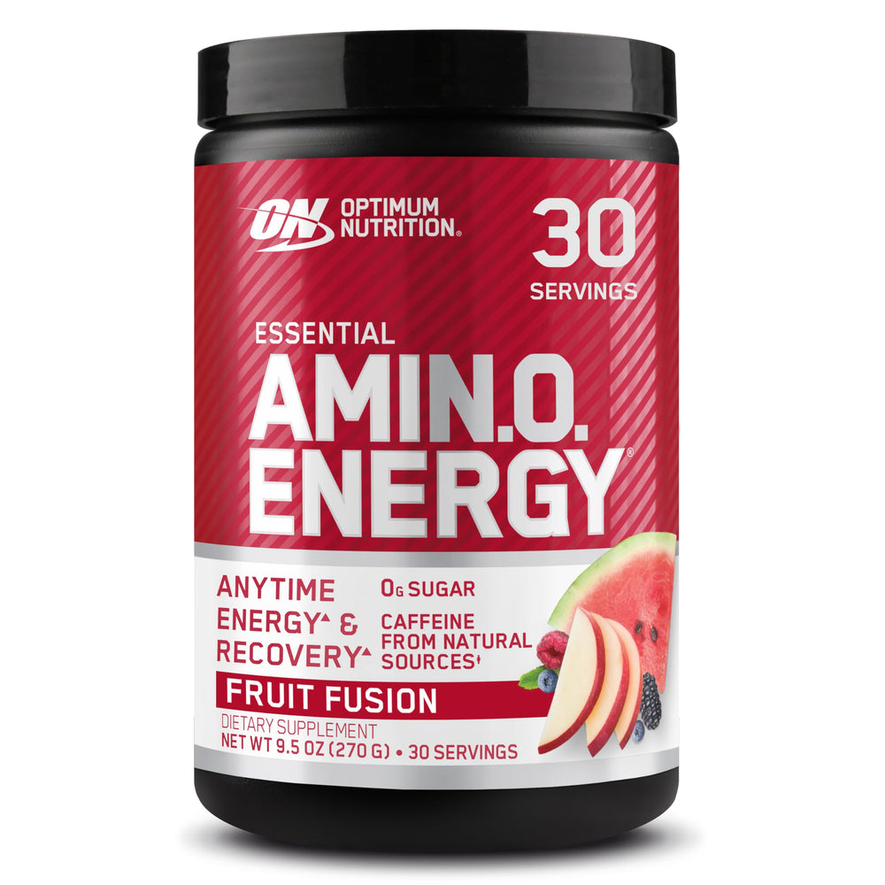 Optimum Nutrition Amino Energy Fruit Fusion tub ready for pre-workout energy