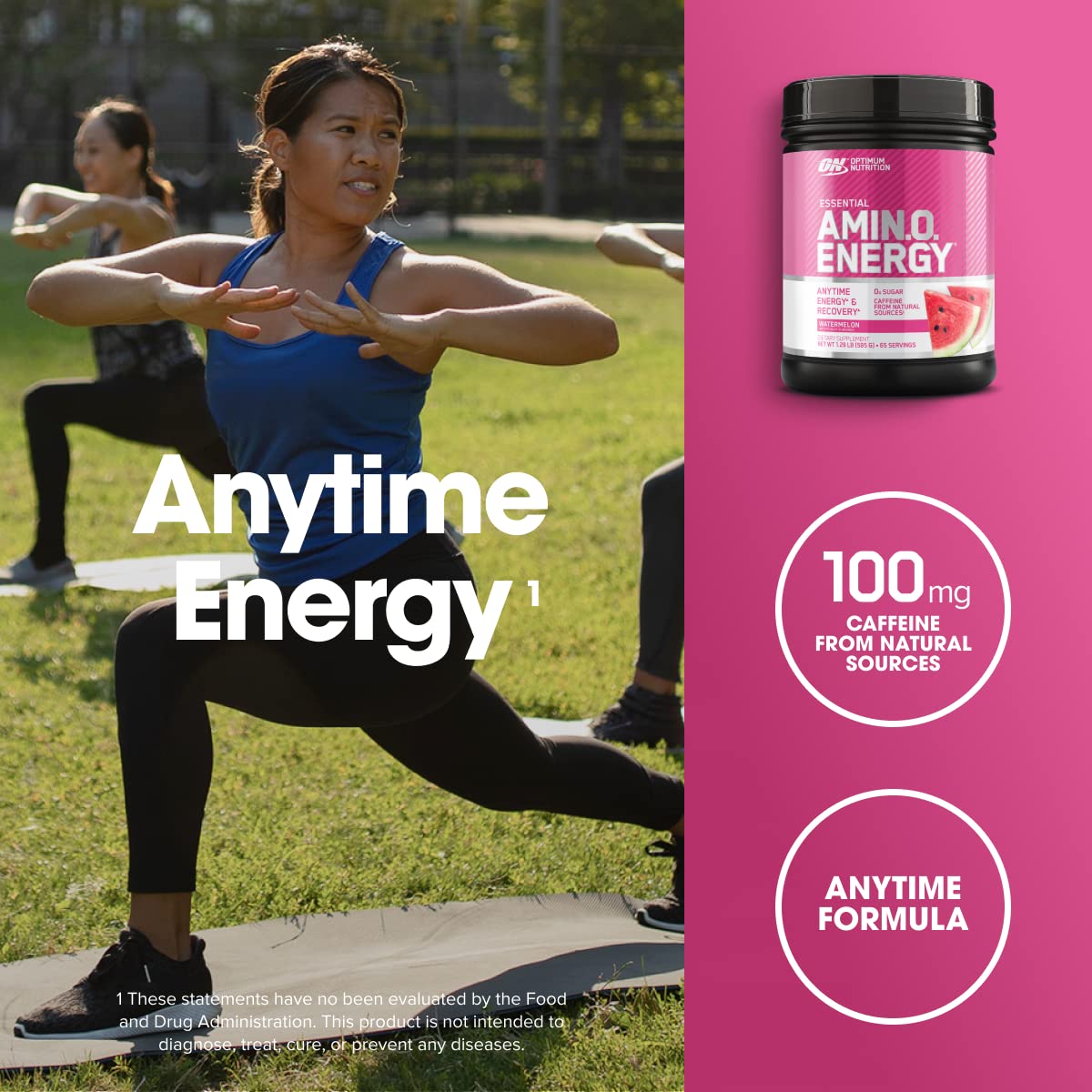 Optimum Nutrition Amino Energy glass mixing action demonstrates quick hydration and mixing.