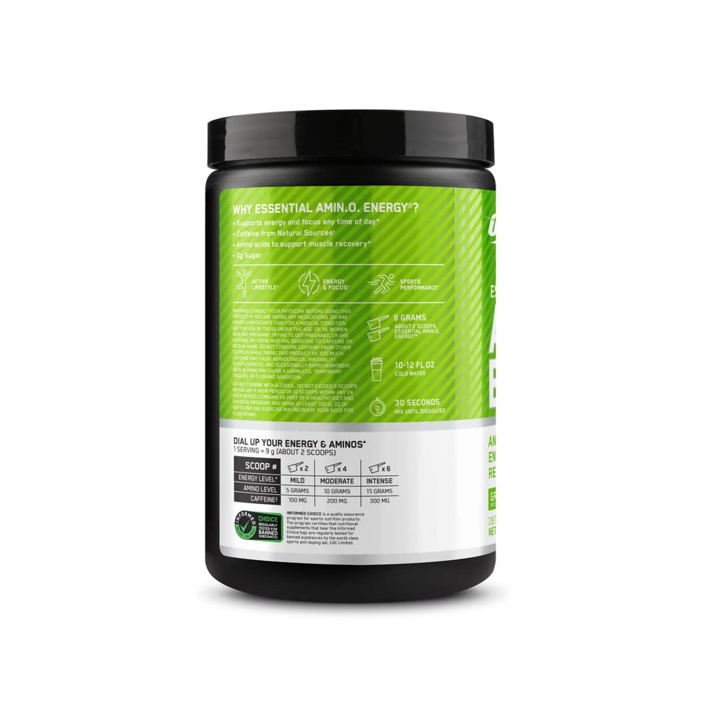Optimum Nutrition Amino Energy green apple serving ready for pre-workout