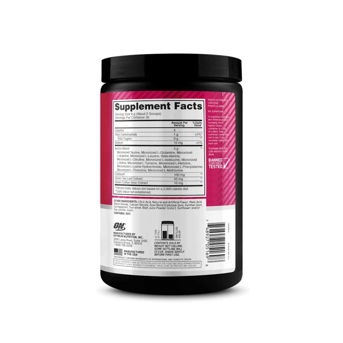 Optimum Nutrition Amino Energy in gym scene during training