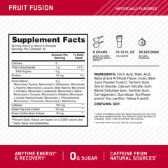 Amino Energy ingredient panel showing amino blend and caffeine sources