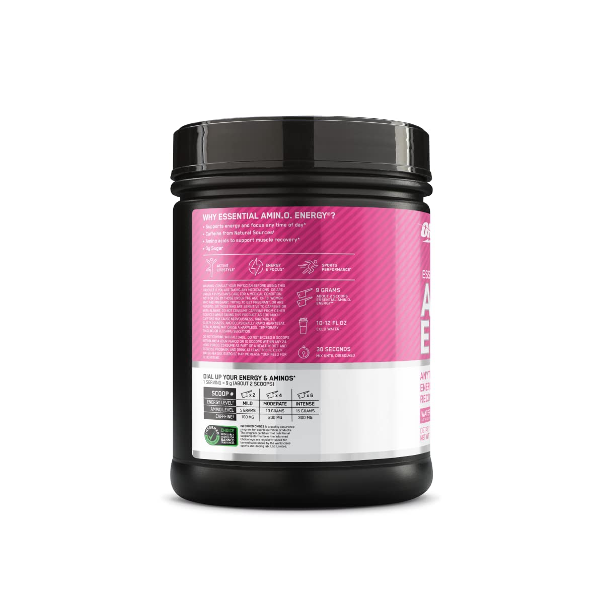 Optimum Nutrition Amino Energy packaging variation indicates multiple flavor options.
