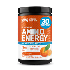Optimum Nutrition Amino Energy Plus Electrolytes Tangerine Wave bottle ready for pre-workout energy