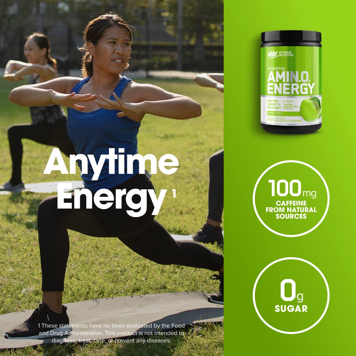 Optimum Nutrition Amino Energy powder dissolving in water for quick mix