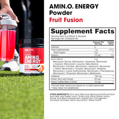 Optimum Nutrition Amino Energy powder-mix dissolves quickly in water during workouts