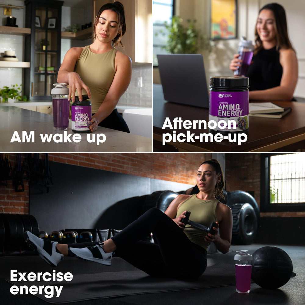 Optimum Nutrition Amino Energy scoop image illustrating easy measuring for quick mixing.