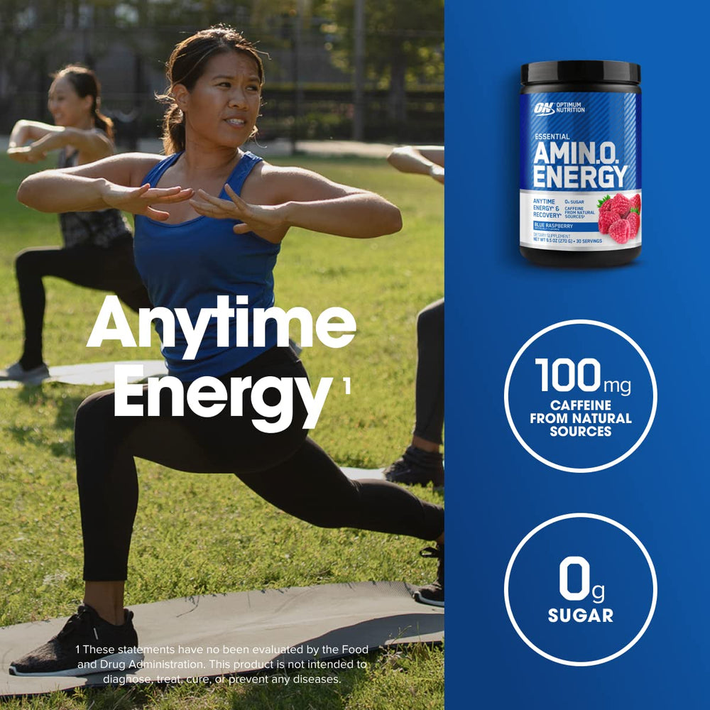 Optimum Nutrition Amino Energy serving-scoop indicates precise dosing for workouts