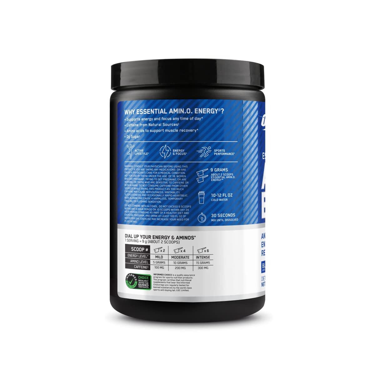 Optimum Nutrition Amino Energy shaker-cup ready for travel and mixing