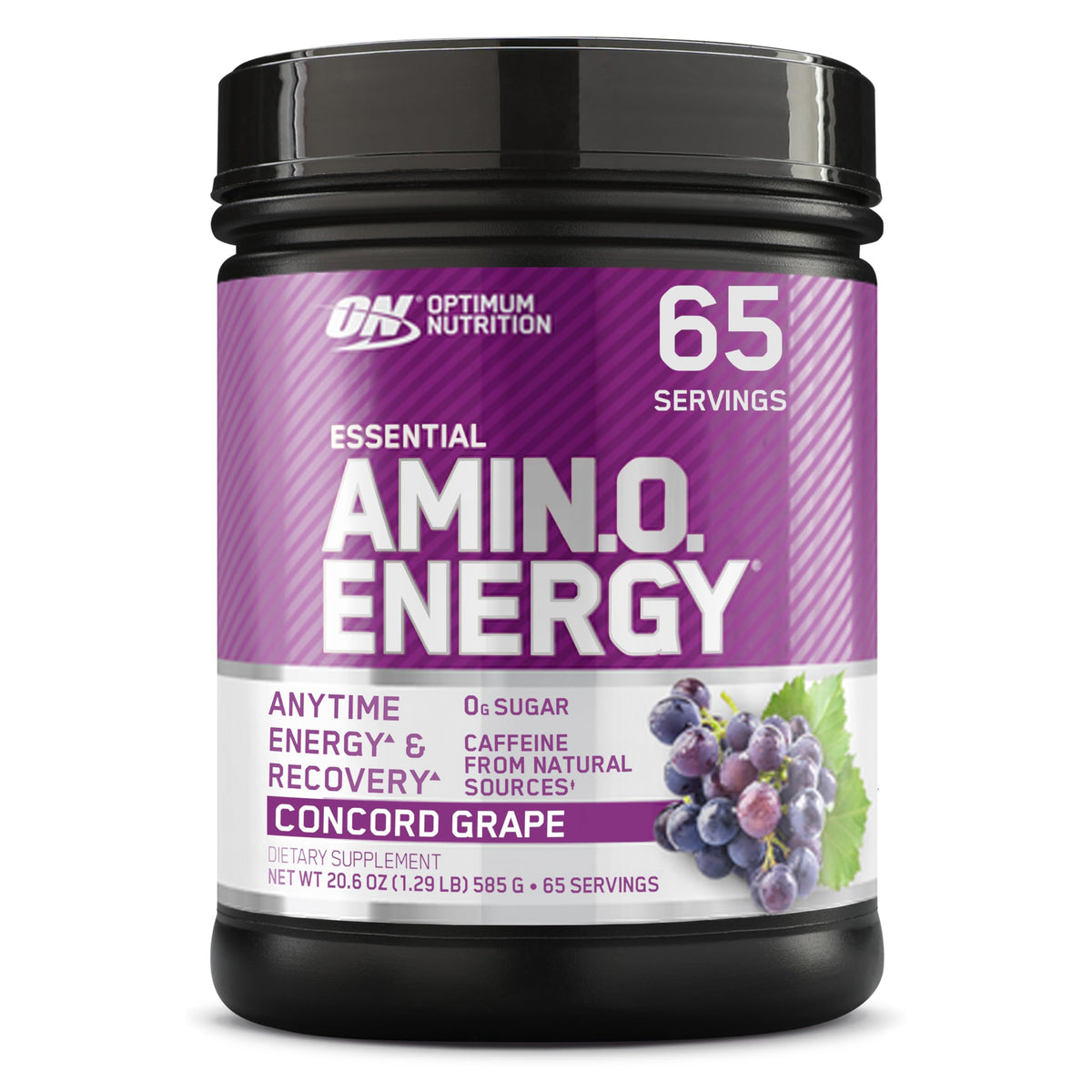Optimum Nutrition Amino Energy tub front view showing a versatile pre-workout option