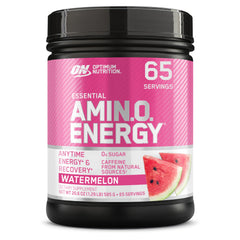Optimum Nutrition Amino Energy watermelon powder jar for tasty energy before workouts.
