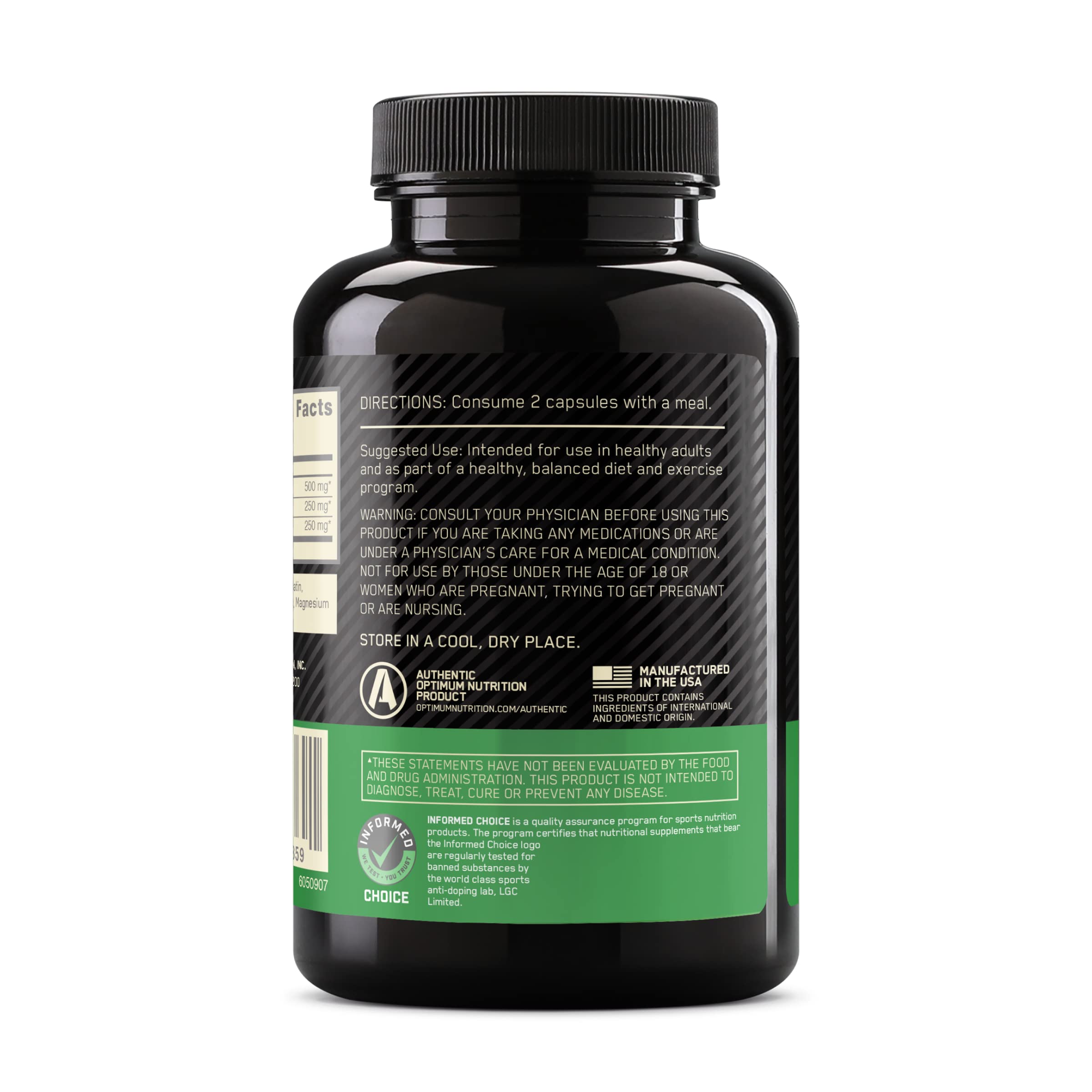 60-count Optimum Nutrition BCAA packaging displayed for convenience.