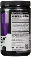 Optimum Nutrition Essential Amino Energy Concord Grape tub back lists serving details for workouts
