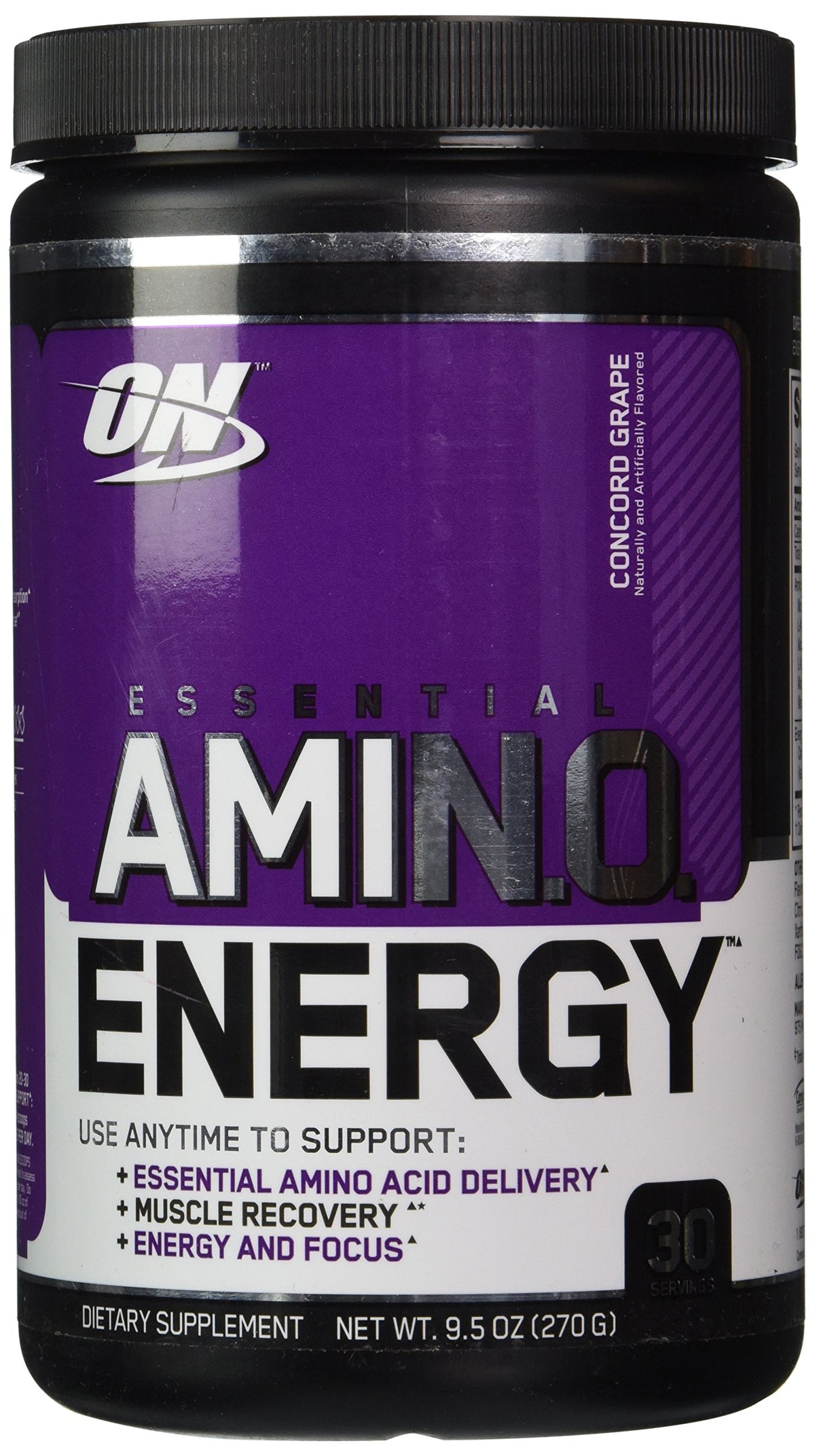 Optimum Nutrition Essential Amino Energy Concord Grape tub front for energized workouts