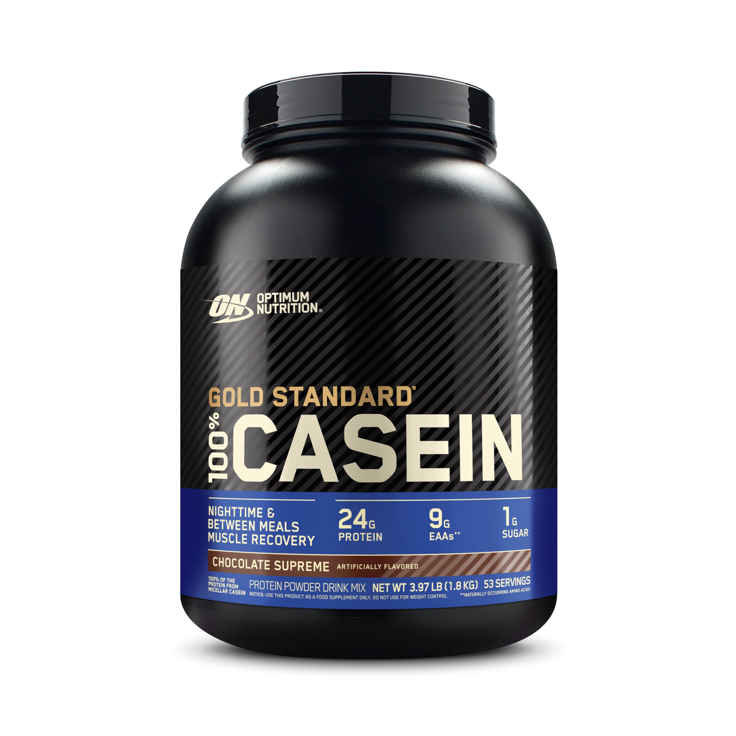 Optimum Nutrition Gold Standard Casein Chocolate Supreme can for overnight recovery potential