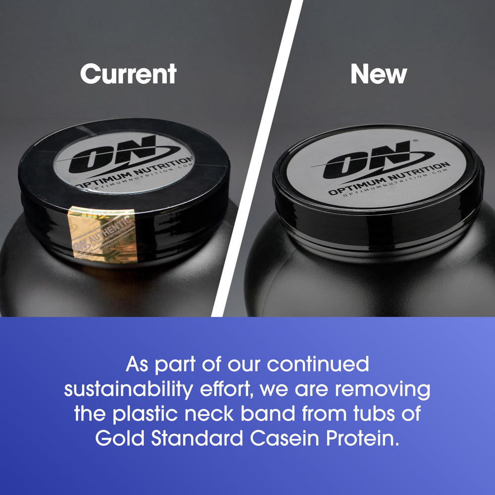 Optimum Nutrition Gold Standard Casein powder in milk glass for night-time sip