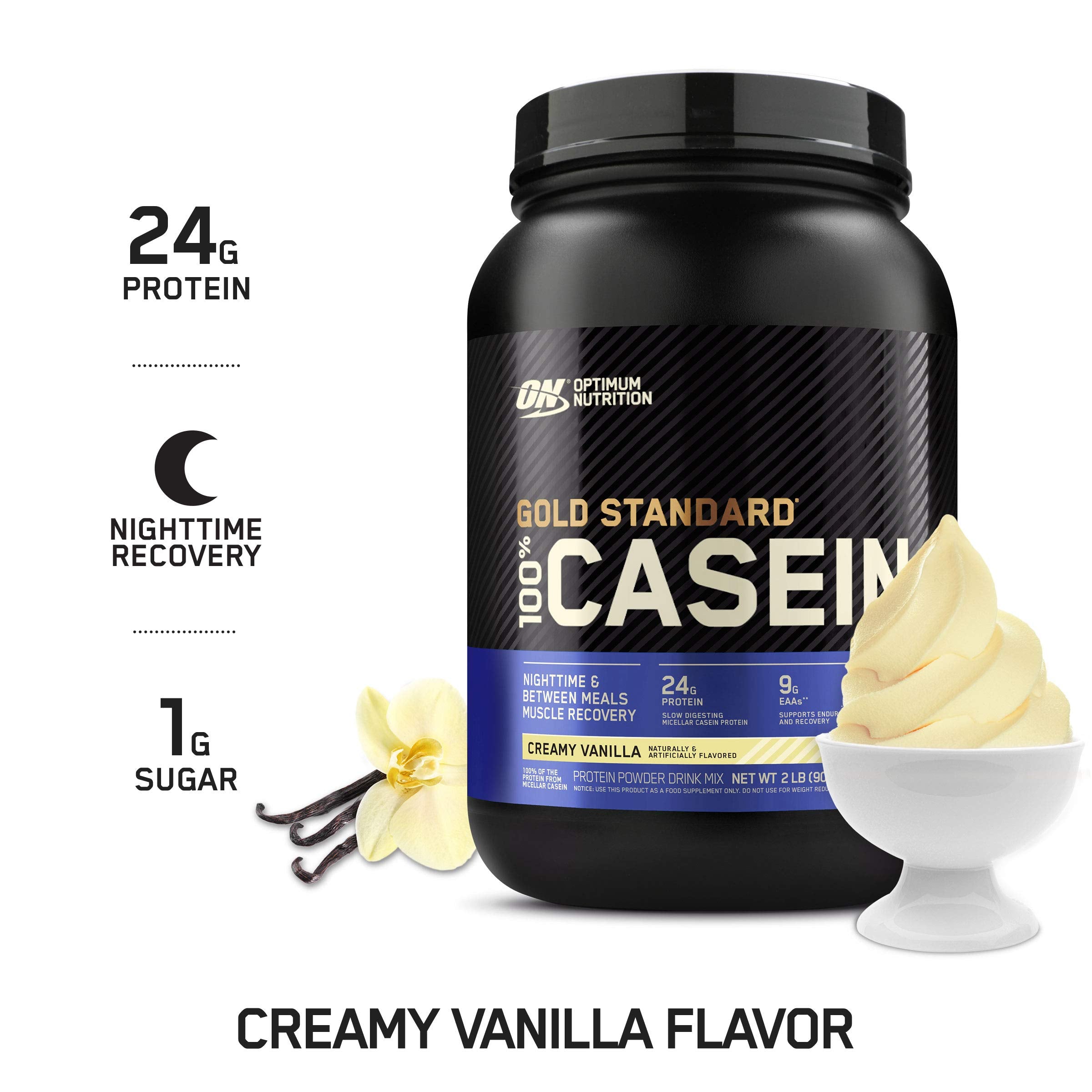 Optimum Nutrition Gold Standard Casein shaker with powder blend for on-the-go recovery