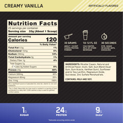 Optimum Nutrition Gold Standard Casein spoon pouring powder into a glass