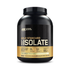 Optimum Nutrition Gold Standard Isolate vanilla powder for fast post-workout protein.