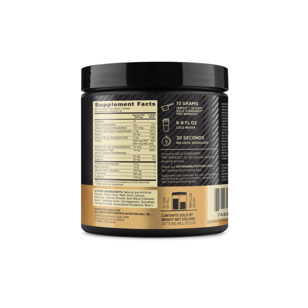 Optimum Nutrition Gold Standard Pre-Workout keto-friendly formula for low carb routines