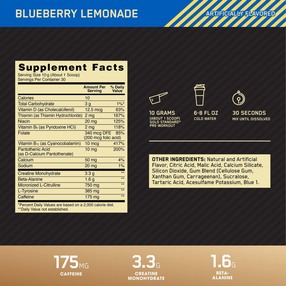 Optimum Nutrition Gold Standard Pre-Workout powder in shaker shows easy mixing