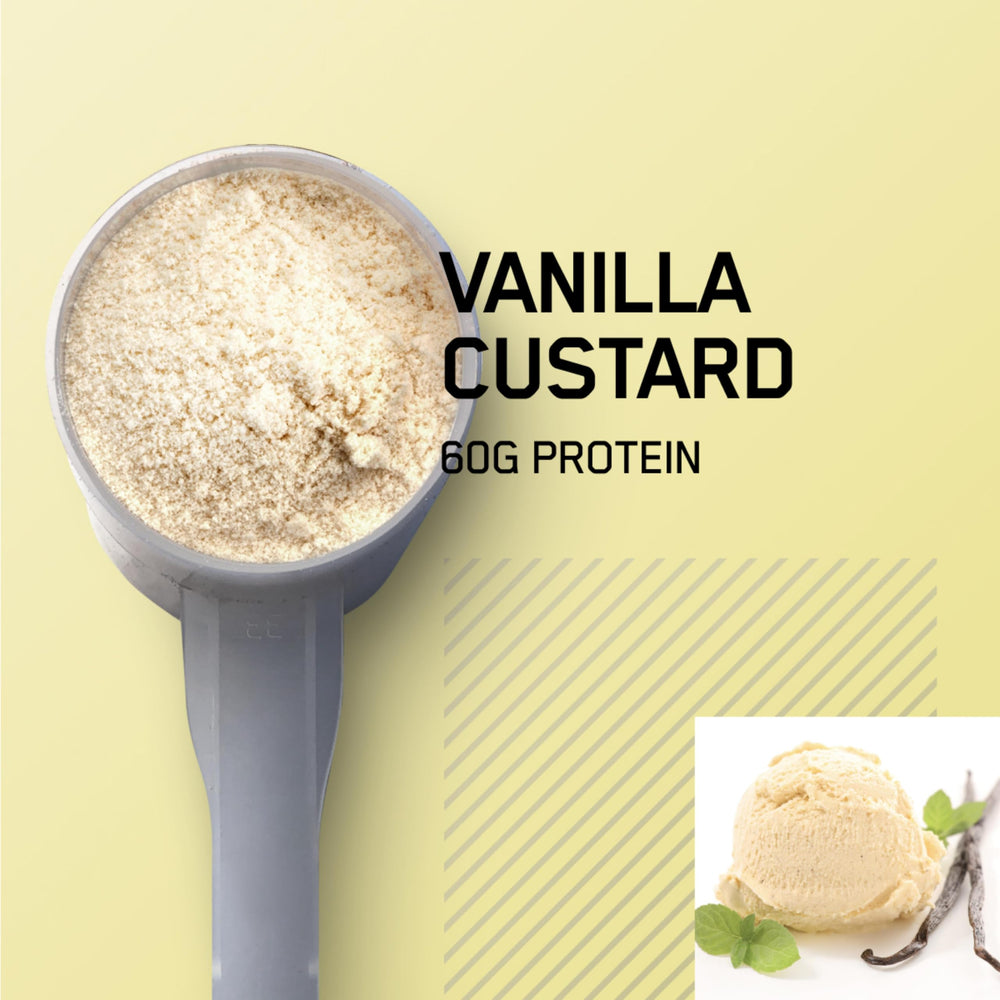Optimum Nutrition Gold Standard Pro Gainer protein powder scoop shows measurement for consistent calories