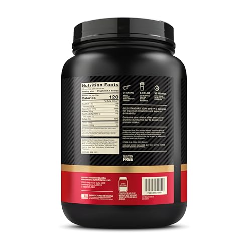 Post-workout shake with Gold Standard Vanilla whey after training session.