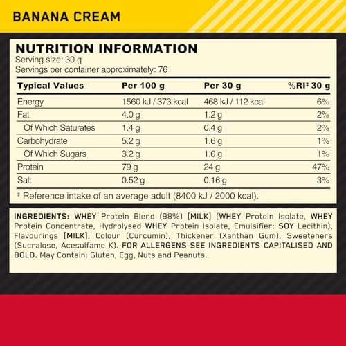 Optimum Nutrition Gold Standard Whey Banana Cream serving option for daily protein intake