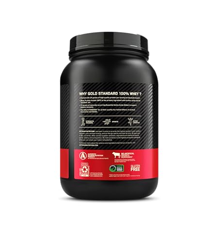 Optimum Nutrition Banana Cream shake on shelf display.