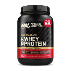 Optimum Nutrition Gold Standard whey bottle closeup for post-workout fuel