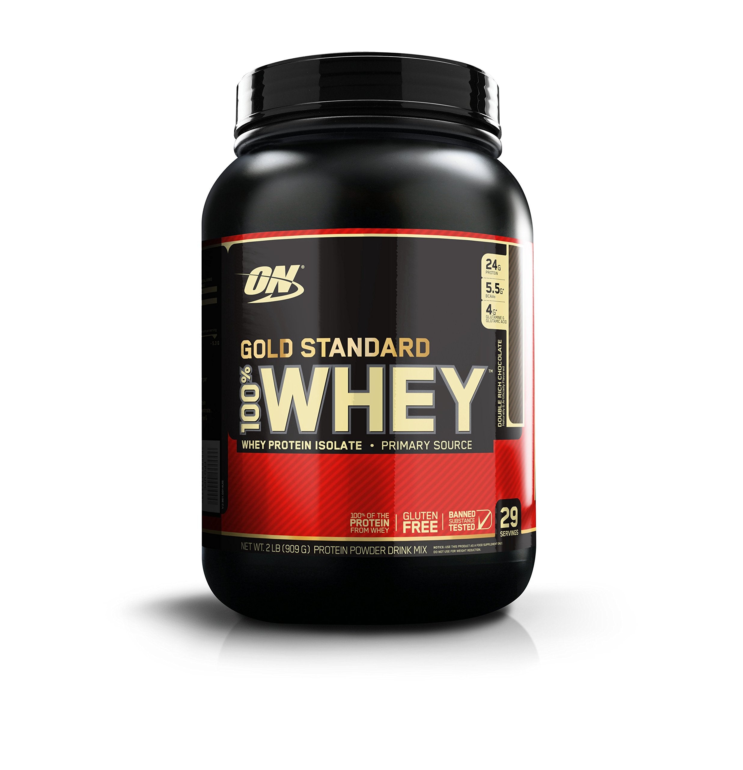 Optimum Nutrition Gold Standard Whey Powder in Double Rich Chocolate, ideal for post-workout protein