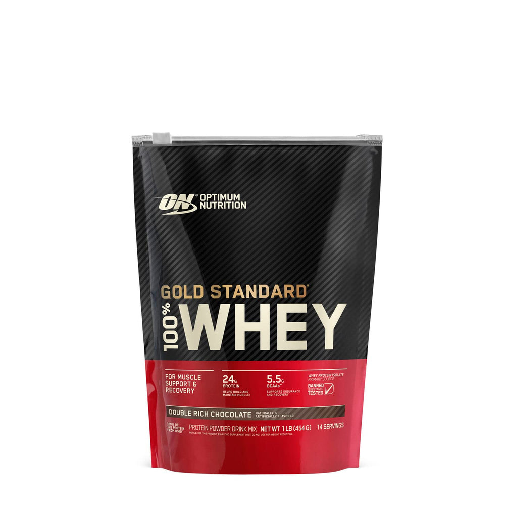 Optimum Nutrition Gold Standard Whey front packaging, ideal for post-workout recovery.