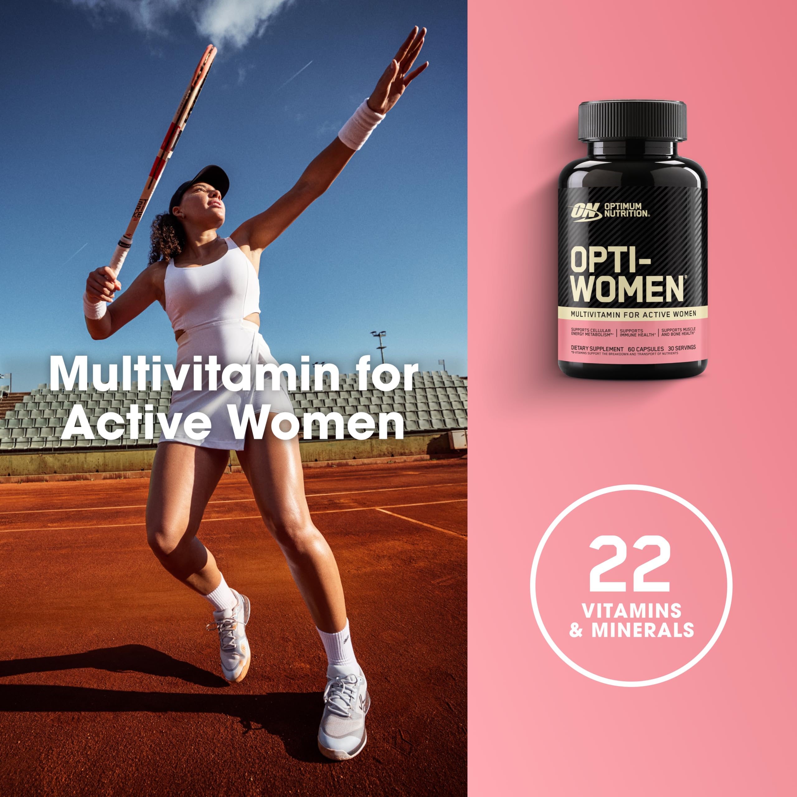 Optimum Nutrition Opti-Women envase cápsulas: multivitamínico femenino con hierro para vitalidad y bienestar