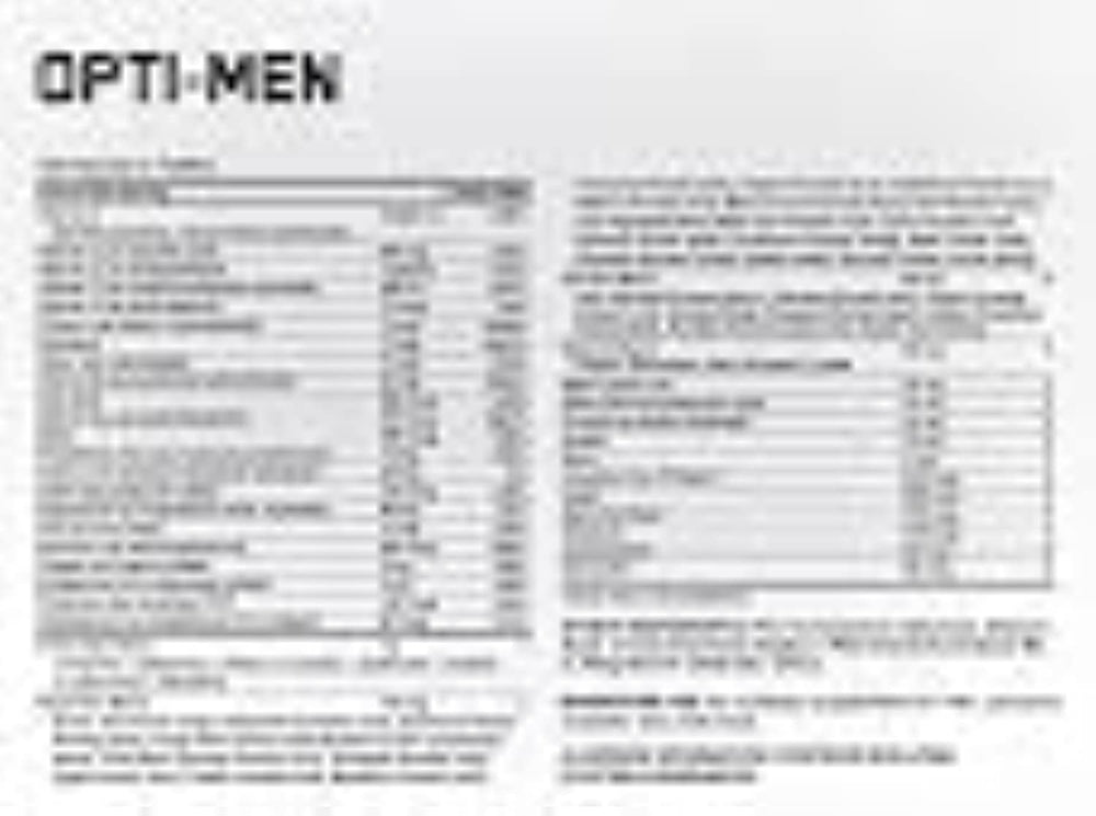 Opti-Men bottle back detailing supplement facts and vitamin D content.