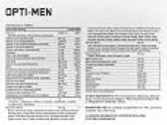 Opti-Men bottle back detailing supplement facts and vitamin D content.
