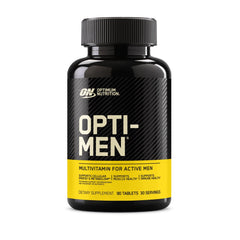Optimum Nutrition Opti-Men bottle label highlights immune-support vitamins.