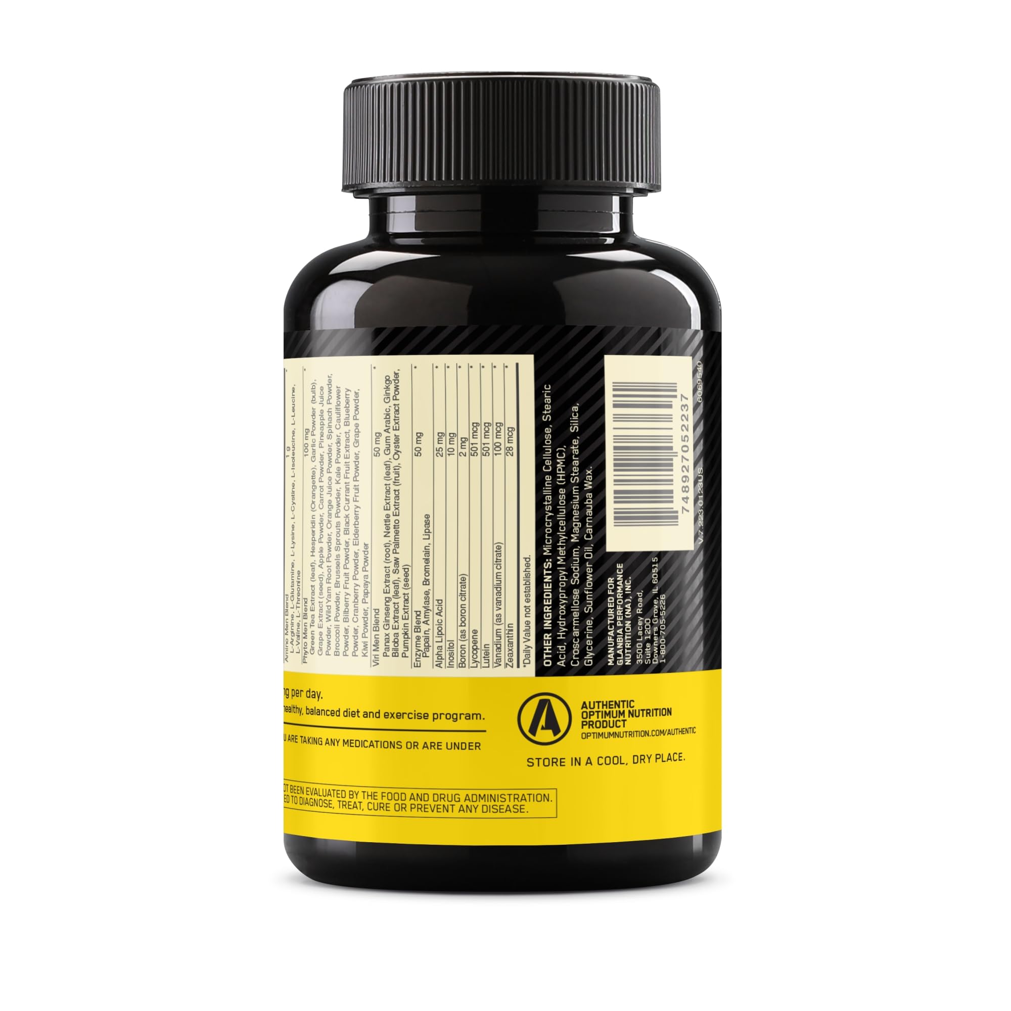 Optimum Nutrition Opti-Men on-the-go bottle for daily wellness.