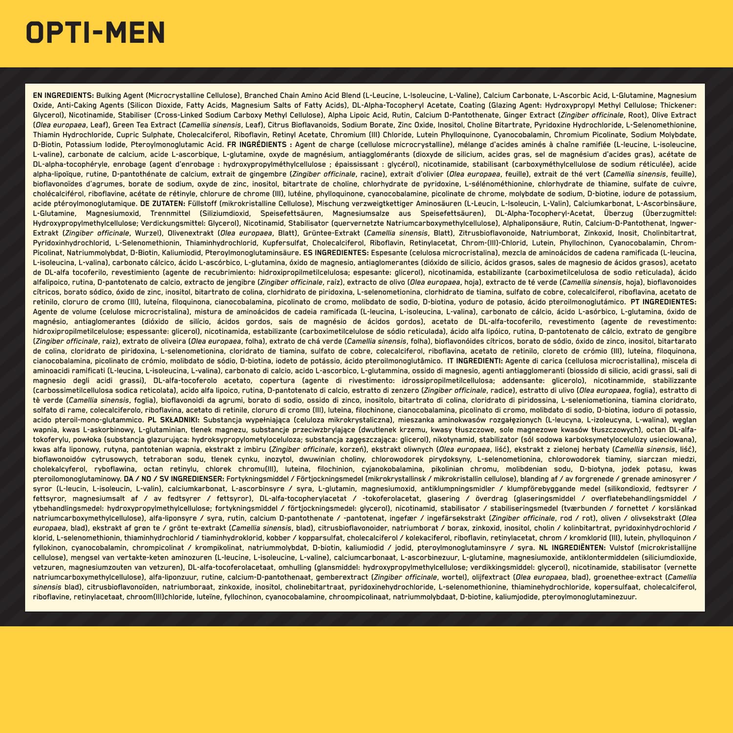 Optimum Nutrition Opti-Men packaging may vary by retailer.