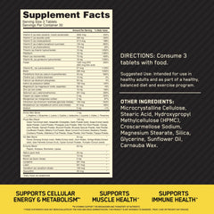 Optimum Nutrition Opti-Men tablets close-up showing energy-boosting vitamin blend.