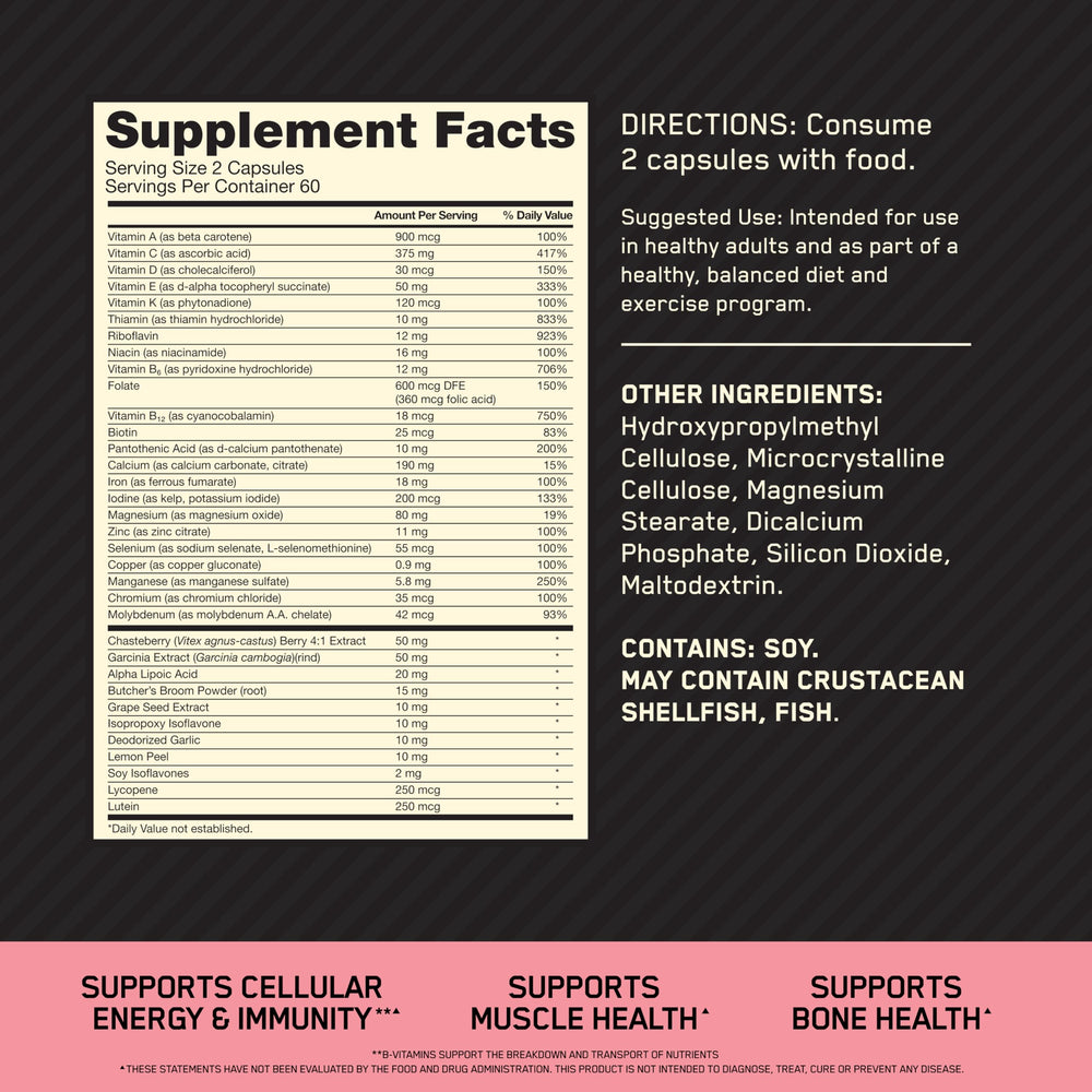 Optimum Nutrition Opti-Women capsules close-up for easy daily intake