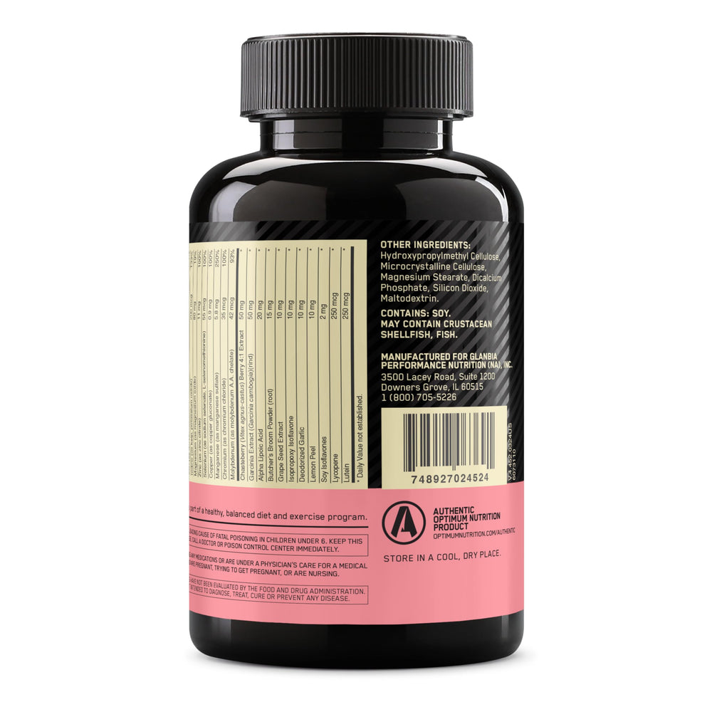 Optimum Nutrition Opti-Women packaging on store shelf for 60-day supply