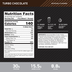 Optimum Nutrition Platinum Hydrowhey Turbo Chocolate shake ready for blending.