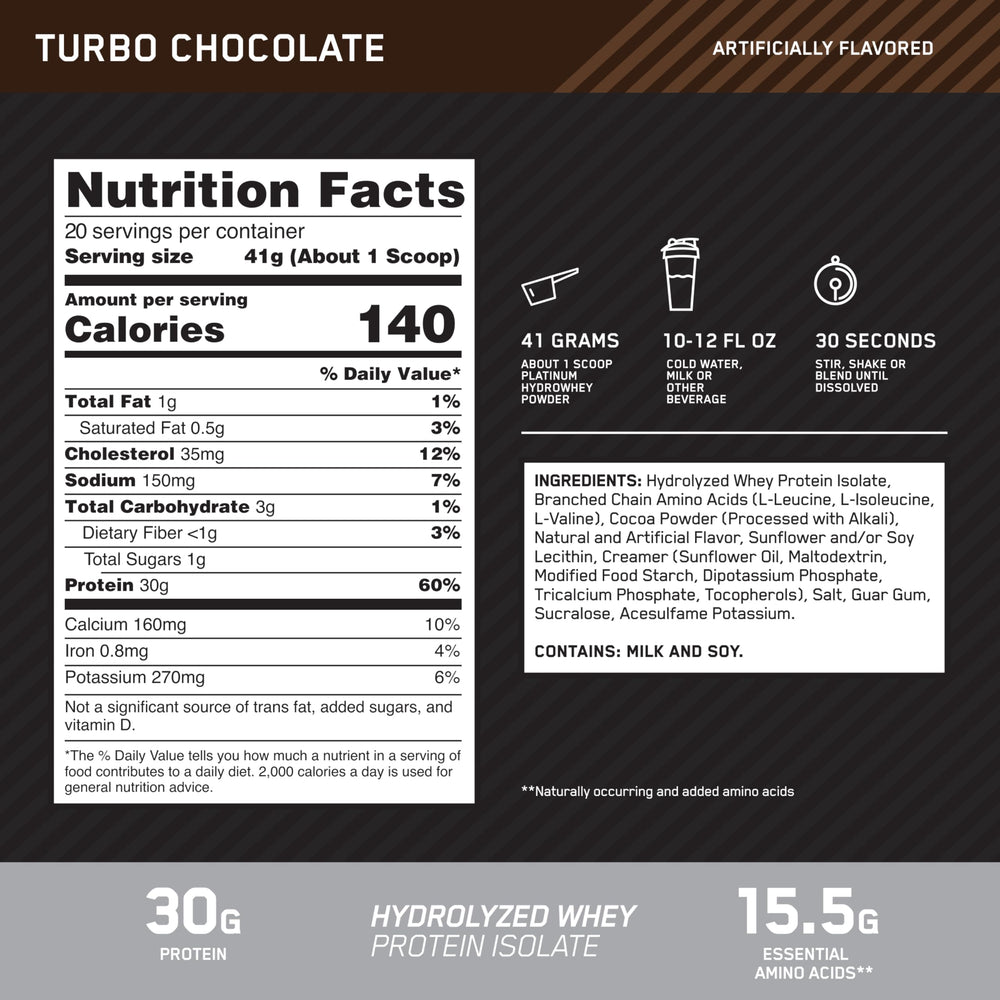 Optimum Nutrition Hydrowhey Turbo Chocolate in shaker demonstrates easy mixability after training.