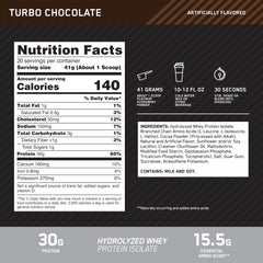 Optimum Nutrition Hydrowhey Turbo Chocolate in shaker demonstrates easy mixability after training.