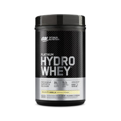 Optimum Nutrition Platinum Hydrowhey vanilla bottle front for post-workout fueling