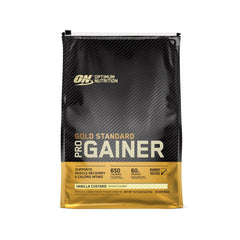 Optimum Nutrition Pro Gainer Vanilla Custard bottle pours a rich post-workout shake