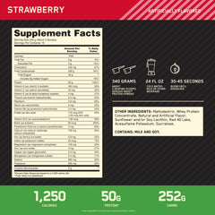Optimum Nutrition Serious Mass blender shown with fresh fruit for mix-ins